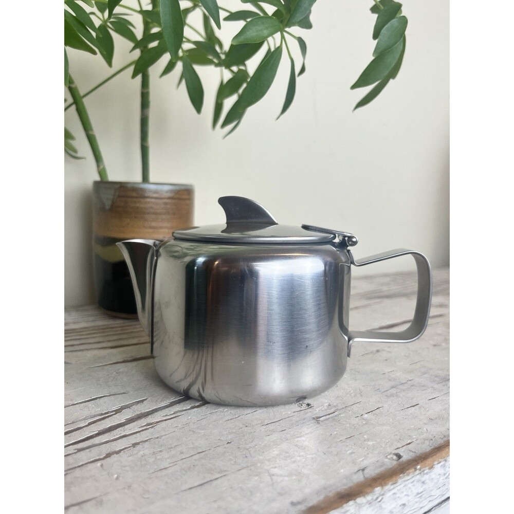 Rare Vintage MCM Old Hall Stainless Steal Teapot 3/4pt Modern Art Deco Retro - Picture 9 of 9